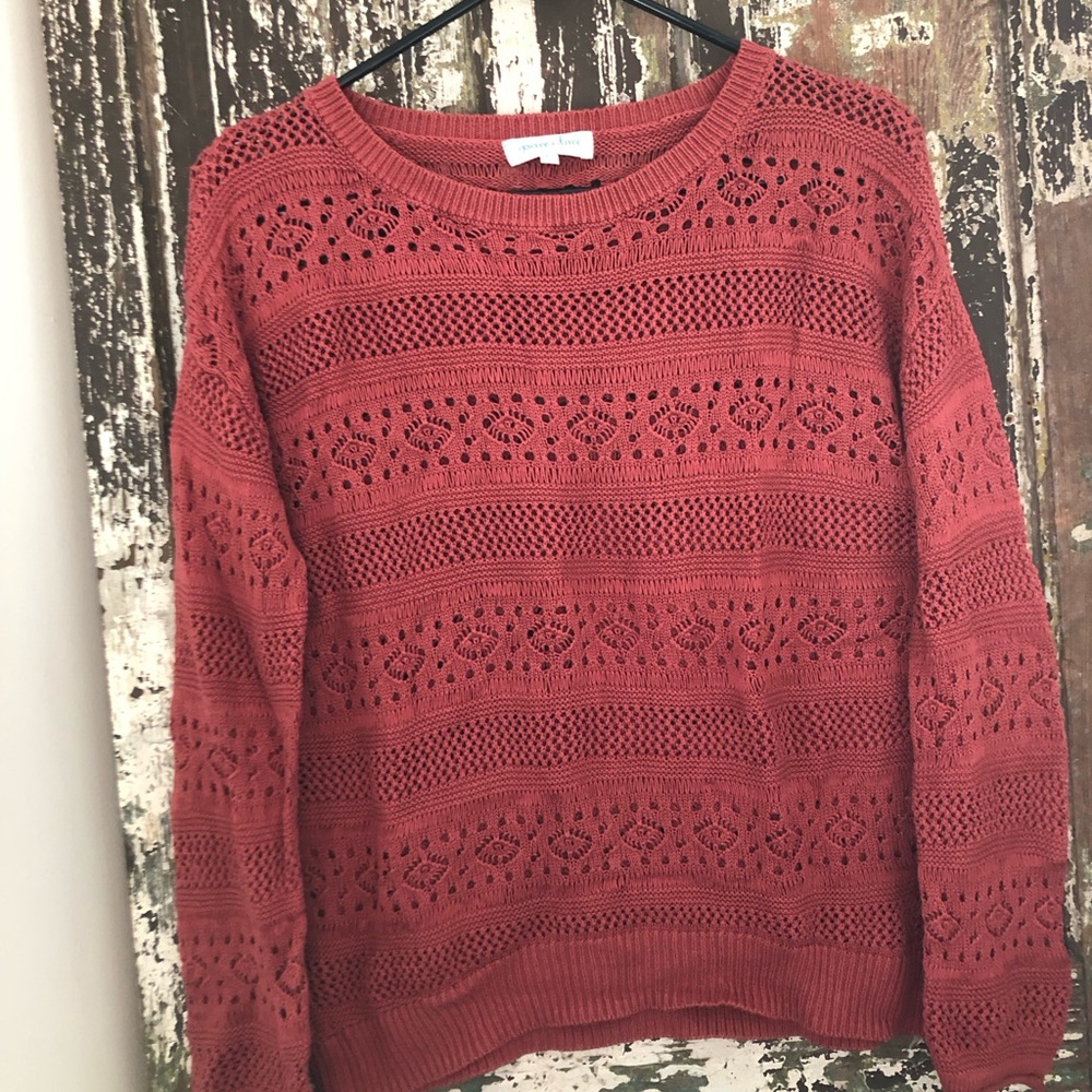 Women's Lace Knit Sweater - Spice